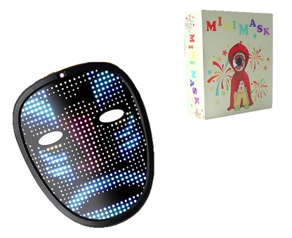 Masca Halloween LED inteligenta cu 50 de imagini, schimbare imagine prin gesturi, cu acumulator, fara fir,pentru copii, negru