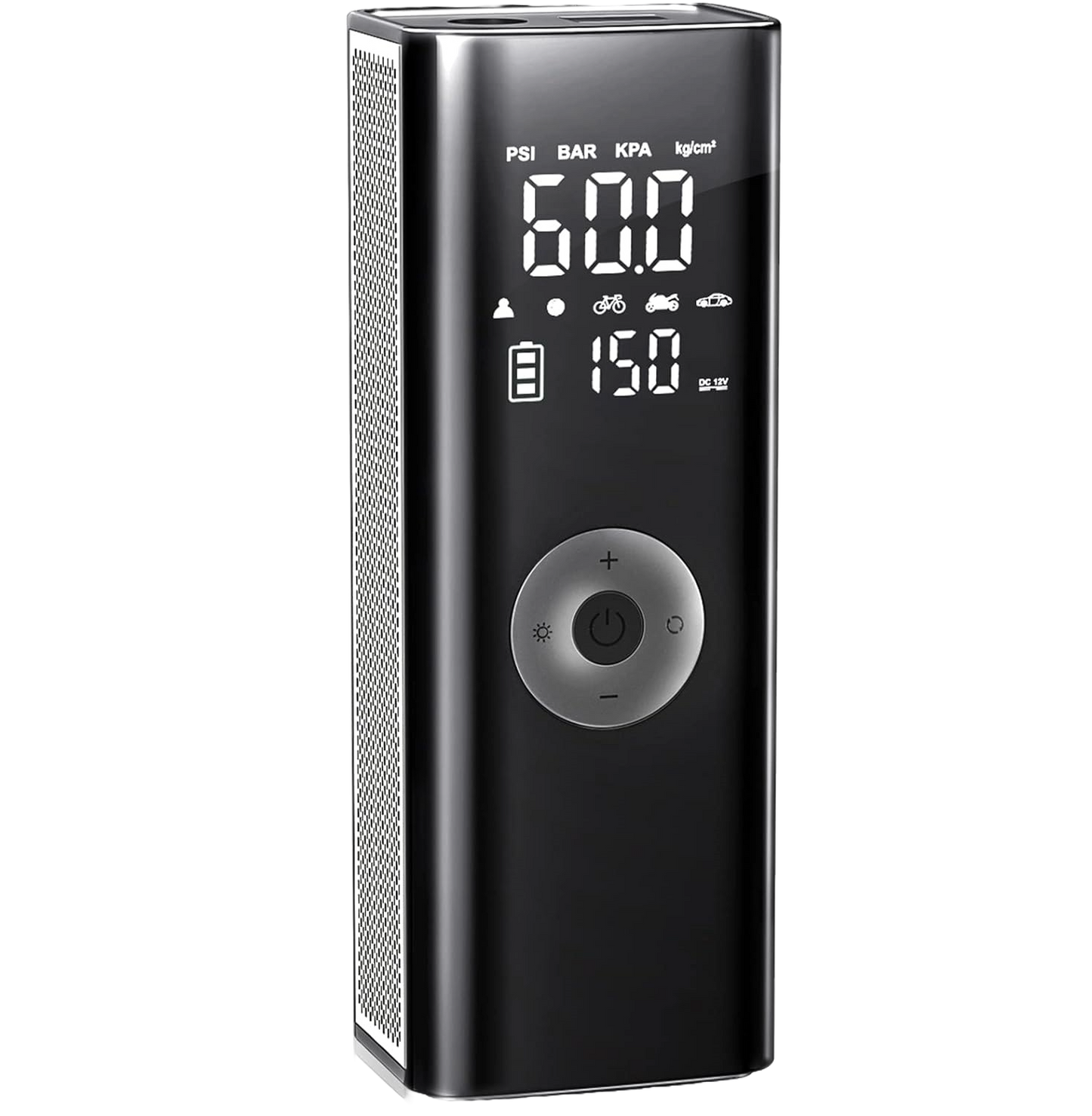 Pompa electrica, 10 bari, portabila, baterie 7800 mAh,afisaj digital LCD, Lanterna LED manometru si presetare presiune cu oprire automata, pentru masina, motocicleta, bicicleta, minge