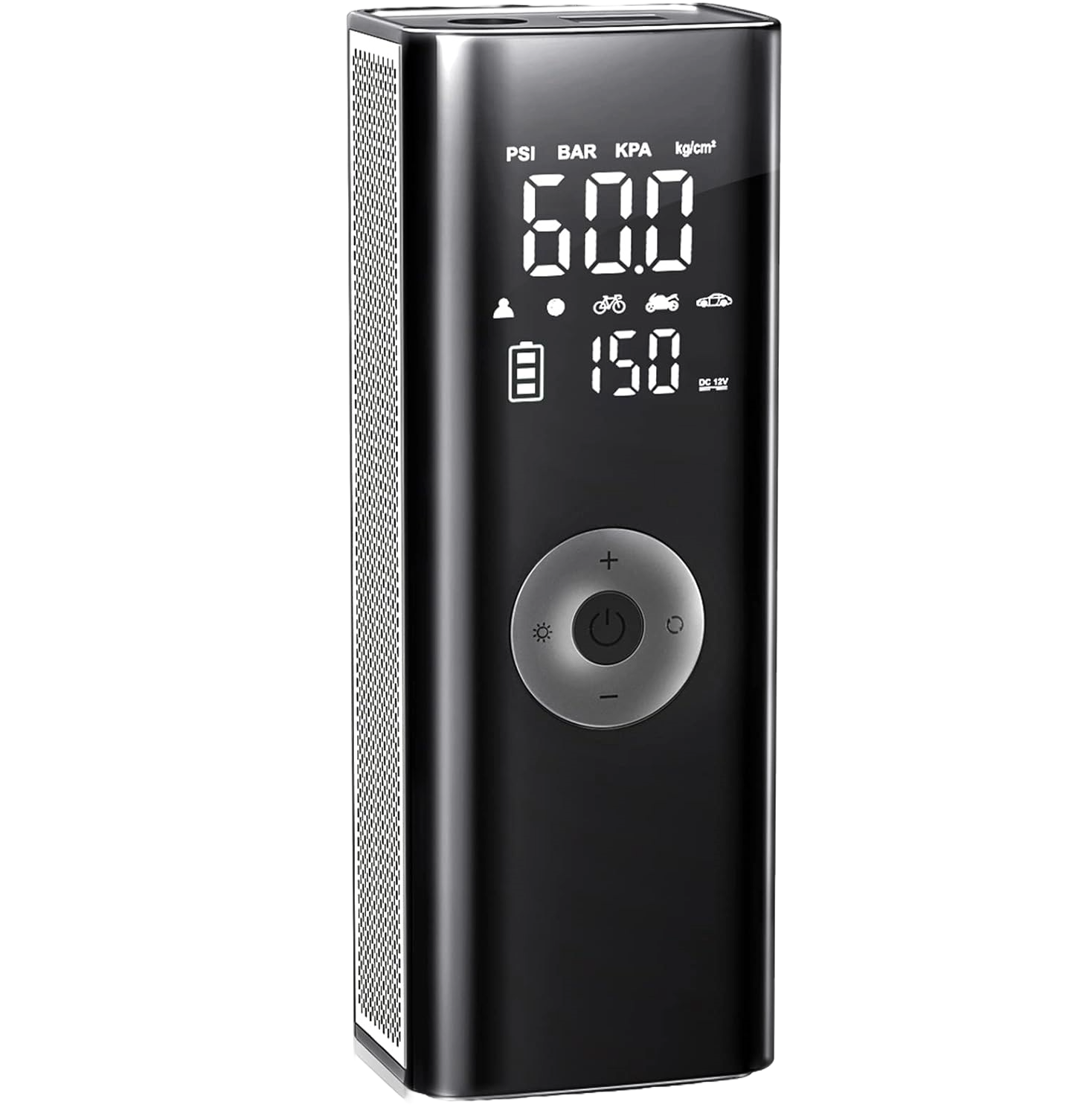 Pompa electrica, 10 bari, portabila, baterie 7800 mAh,afisaj digital LCD, Lanterna LED manometru si presetare presiune cu oprire automata, pentru masina, motocicleta, bicicleta, minge
