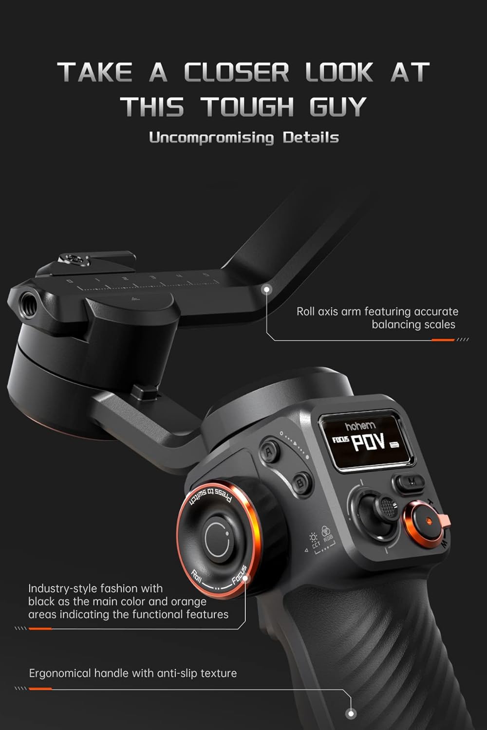 Sistem de stabilizare imagine pentru smartphone Android si IOS, Hohem iSteady M6, stabilizator gimbal cu 3 axe, display OLED, mini trepied, incarcare 400 g