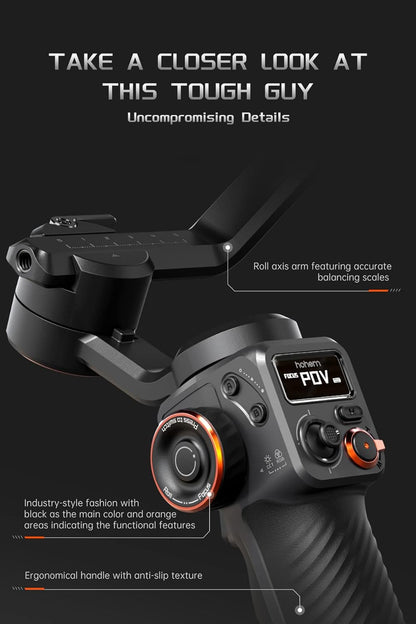 Sistem de stabilizare imagine pentru smartphone Android si IOS, Hohem iSteady M6, stabilizator gimbal cu 3 axe, display OLED, mini trepied, incarcare 400 g