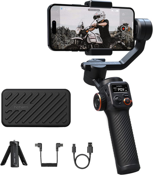 Sistem de stabilizare imagine pentru smartphone Android si IOS, Hohem iSteady M6, stabilizator gimbal cu 3 axe, display OLED, mini trepied, incarcare 400 g