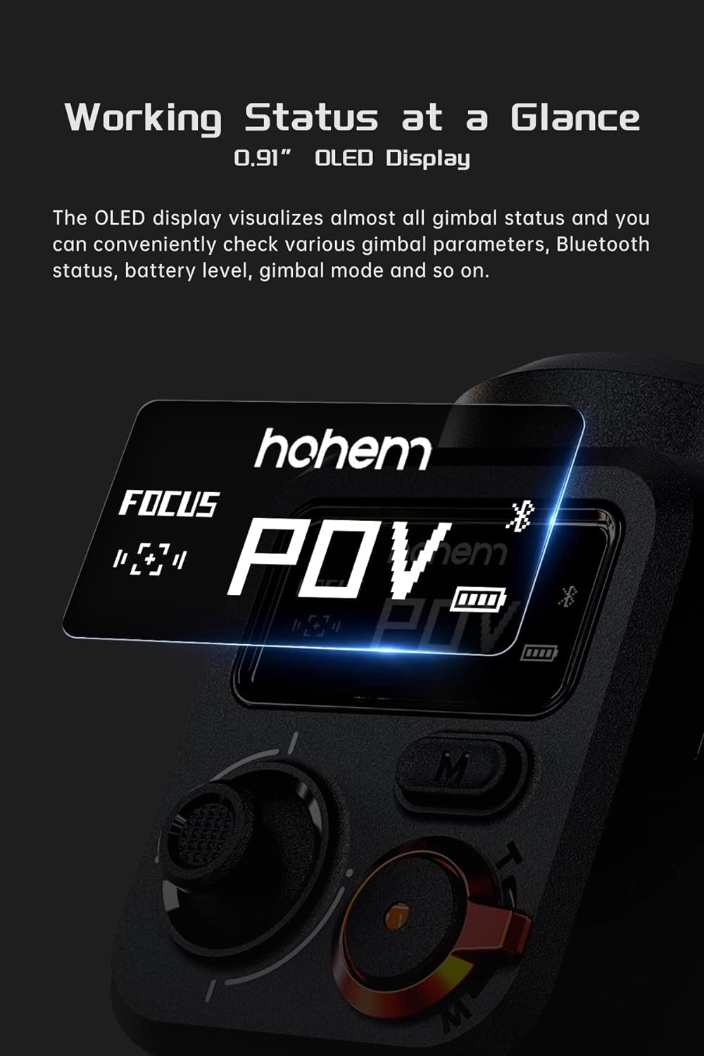 Sistem de stabilizare imagine pentru smartphone Android si IOS, Hohem iSteady M6, stabilizator gimbal cu 3 axe, display OLED, mini trepied, incarcare 400 g