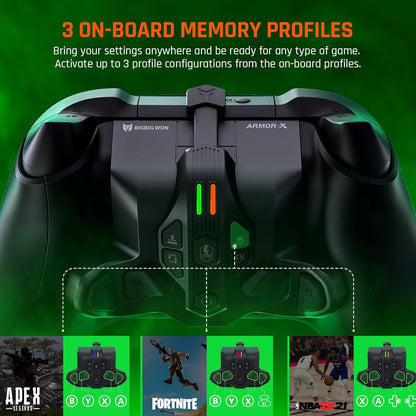 Atasament pentru controler Xbox Seres X/S, gamepad cu butoane aditionale, vibratii, Armor X, acumulator 1300 mAh, adaptor wireless 2.4Ghz, compatibil Xbox One / Switch / PC Windows 10, 11 / PS4