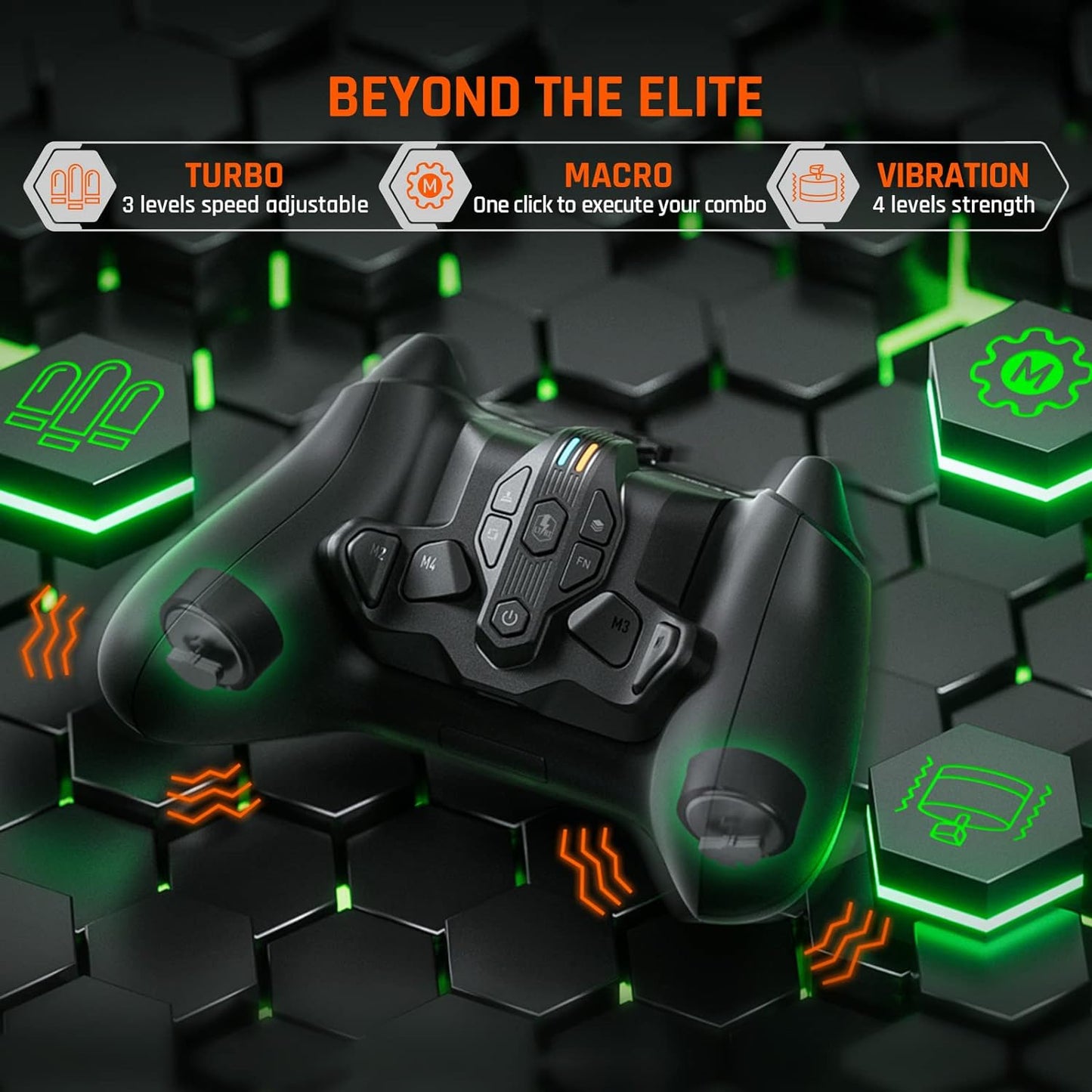 Atasament pentru controler Xbox Seres X/S, gamepad cu butoane aditionale, vibratii, Armor X, acumulator 1300 mAh, adaptor wireless 2.4Ghz, compatibil Xbox One / Switch / PC Windows 10, 11 / PS4
