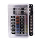 Set panou sigurante auto cu 12 iesiri, 12-24V, cu sigurante de 5A, 10A, 15A, 20A, cu indicator LED si capac de protectie, pentru masina, rulota, barca, autoutilitara, camion