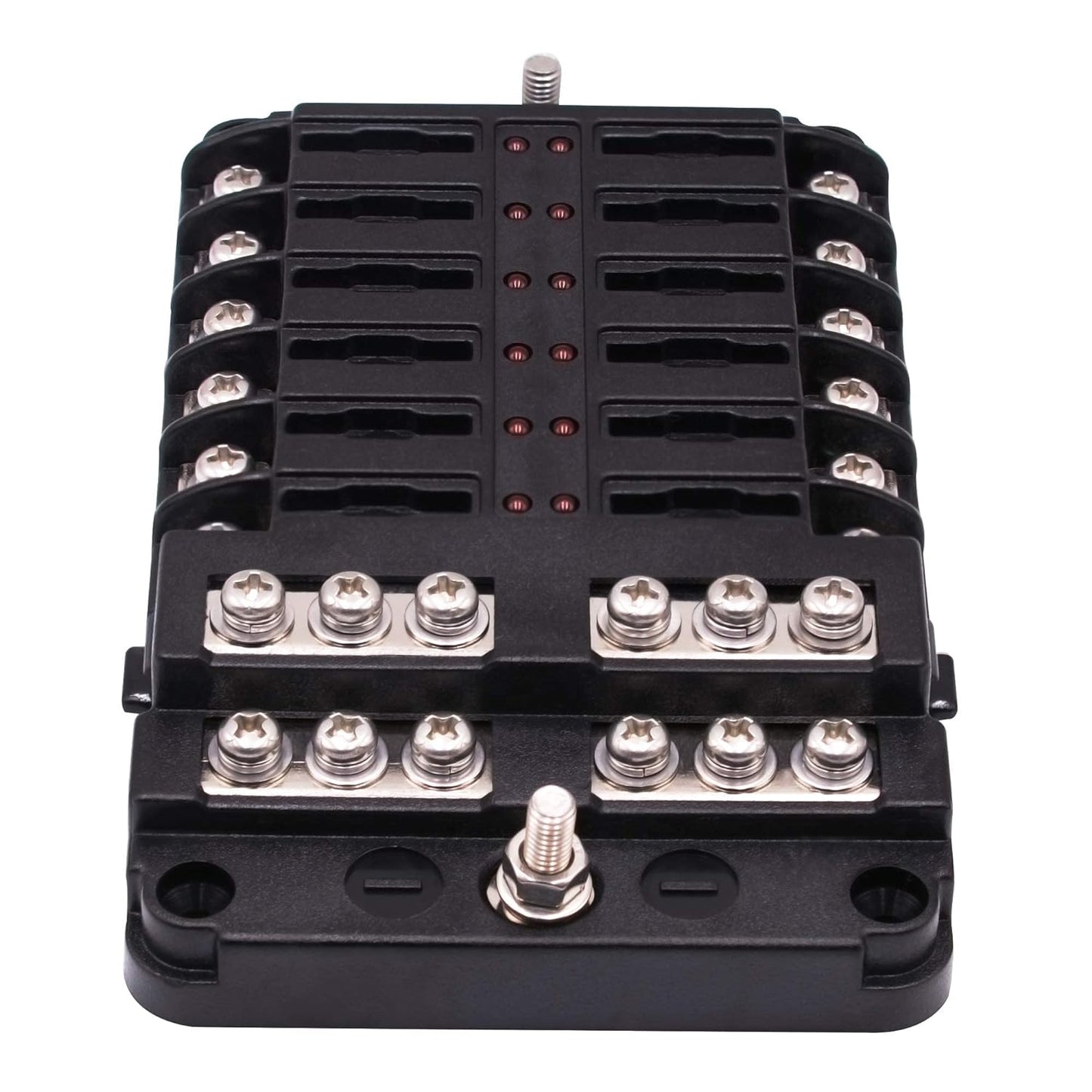Set panou sigurante auto cu 12 iesiri, 12-24V, cu sigurante de 5A, 10A, 15A, 20A, cu indicator LED si capac de protectie, pentru masina, rulota, barca, autoutilitara, camion