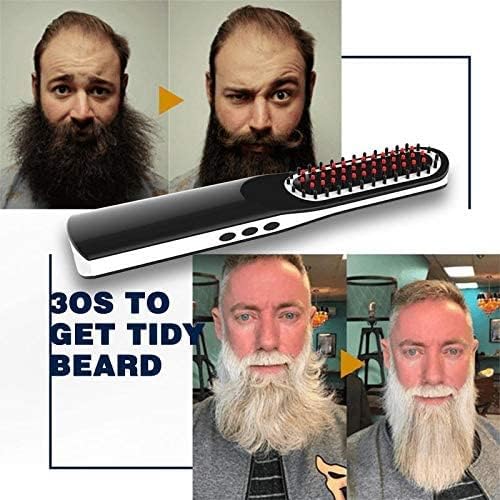 Perie de indreptat parul si barba, VIKICON, wireless, temperatura reglabila, 200 °C, indreptare rapida, negru