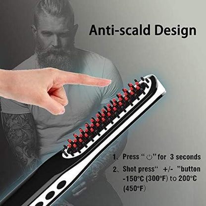Perie de indreptat parul si barba, VIKICON, wireless, temperatura reglabila, 200 °C, indreptare rapida, negru
