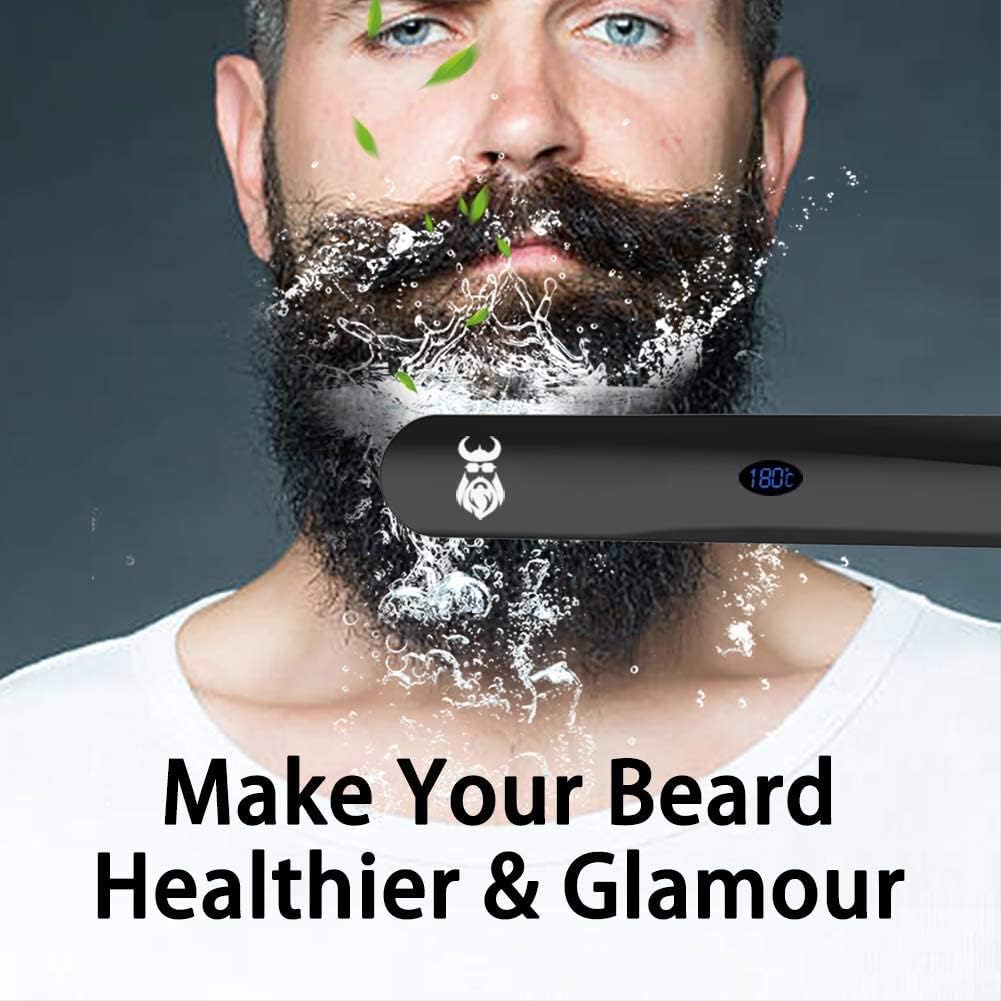 Perie de indreptat parul si barba, VIKICON, wireless, temperatura reglabila, 200 °C, indreptare rapida, negru