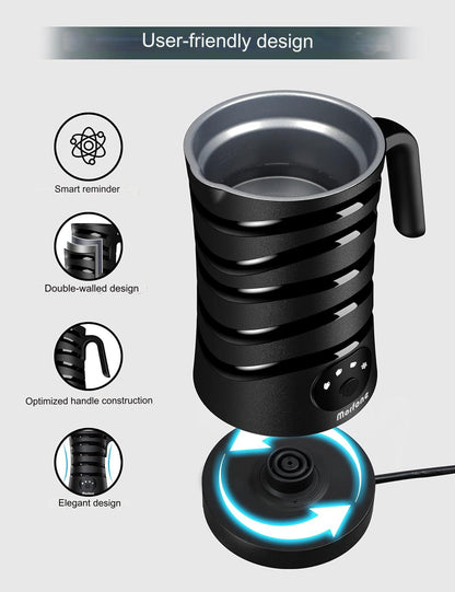 Aparat de spumat lapte 4 in 1 Morfone, 400W, Spumare Cald si Rece, Ideal pentru Latte, Ciocolata, Cappuccino, Frappe,  260 ml, negru