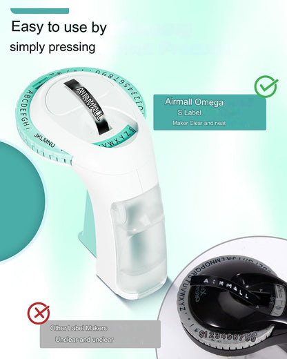 Set aparat de etichetat/embosat Omega S, cu 48 de caractere, etichetare vintage, 6 role de gofrare 3D, portabil, alb