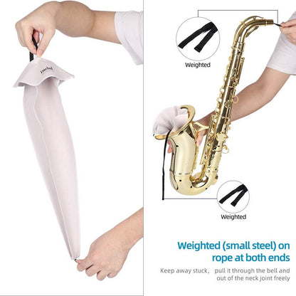 Kit curatare pentru saxofon, 4 x lavete, 2 x tampone , 2 x perii pentru mustiuc, pentru clarinet tenor alto si alte structuri de suflat, cu geanta de depozitare si transport