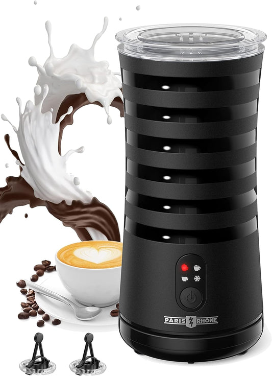 Aparat de spumat lapte 4 in 1, Indicator LED, Spumare Cald si Rece, Ideal pentru Latte, Ciocolata, Cappuccino, Frappe, 240 ml, PARIS RHÔNE AMZPE-MF010B01, negru