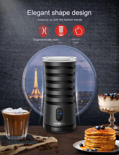 Aparat de spumat lapte 4 in 1, Indicator LED, Spumare Cald si Rece, Ideal pentru Latte, Ciocolata, Cappuccino, Frappe, 240 ml, PARIS RHÔNE AMZPE-MF010B01, negru