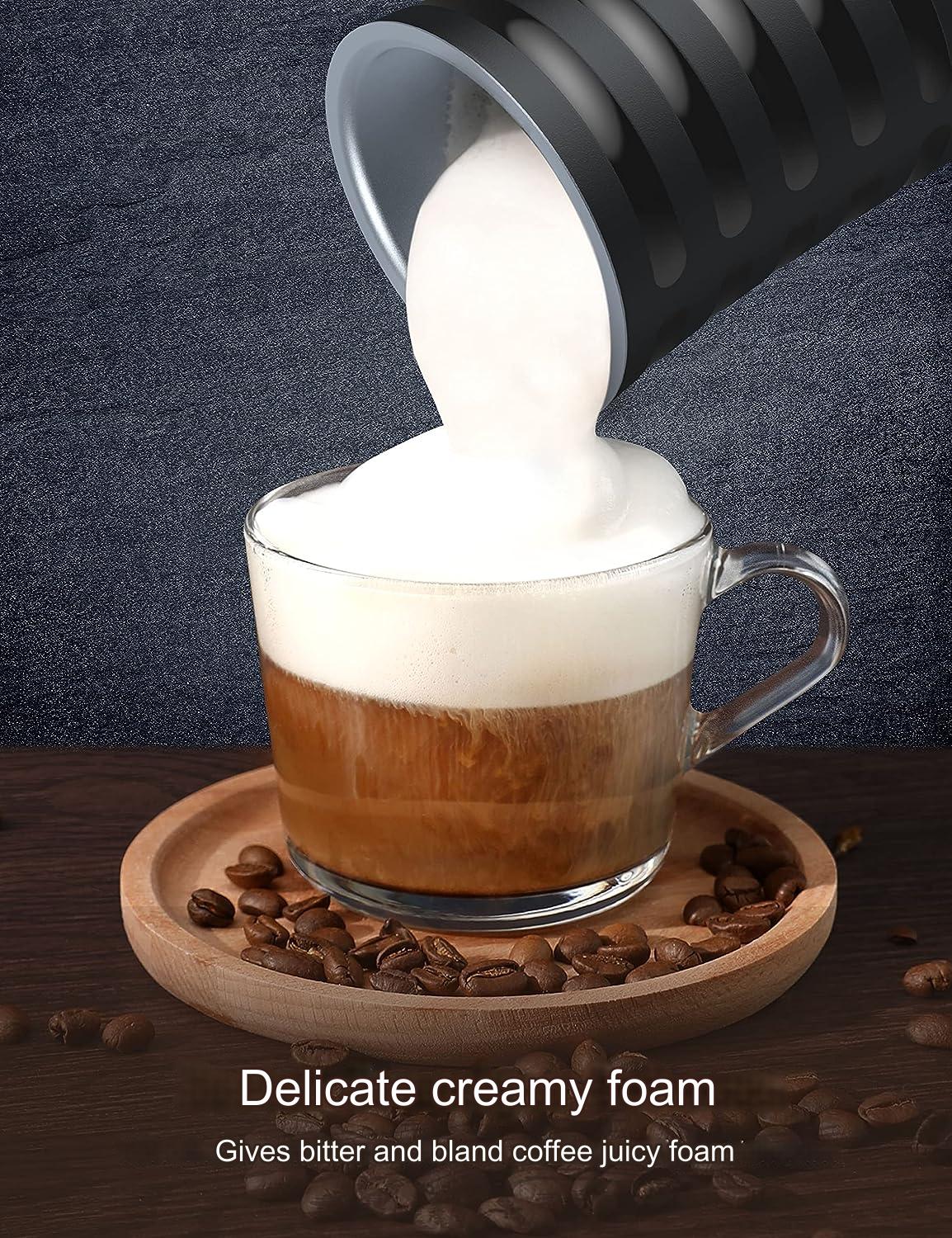 Aparat de spumat lapte 4 in 1, Indicator LED, Spumare Cald si Rece, Ideal pentru Latte, Ciocolata, Cappuccino, Frappe, 240 ml, PARIS RHÔNE AMZPE-MF010B01, negru