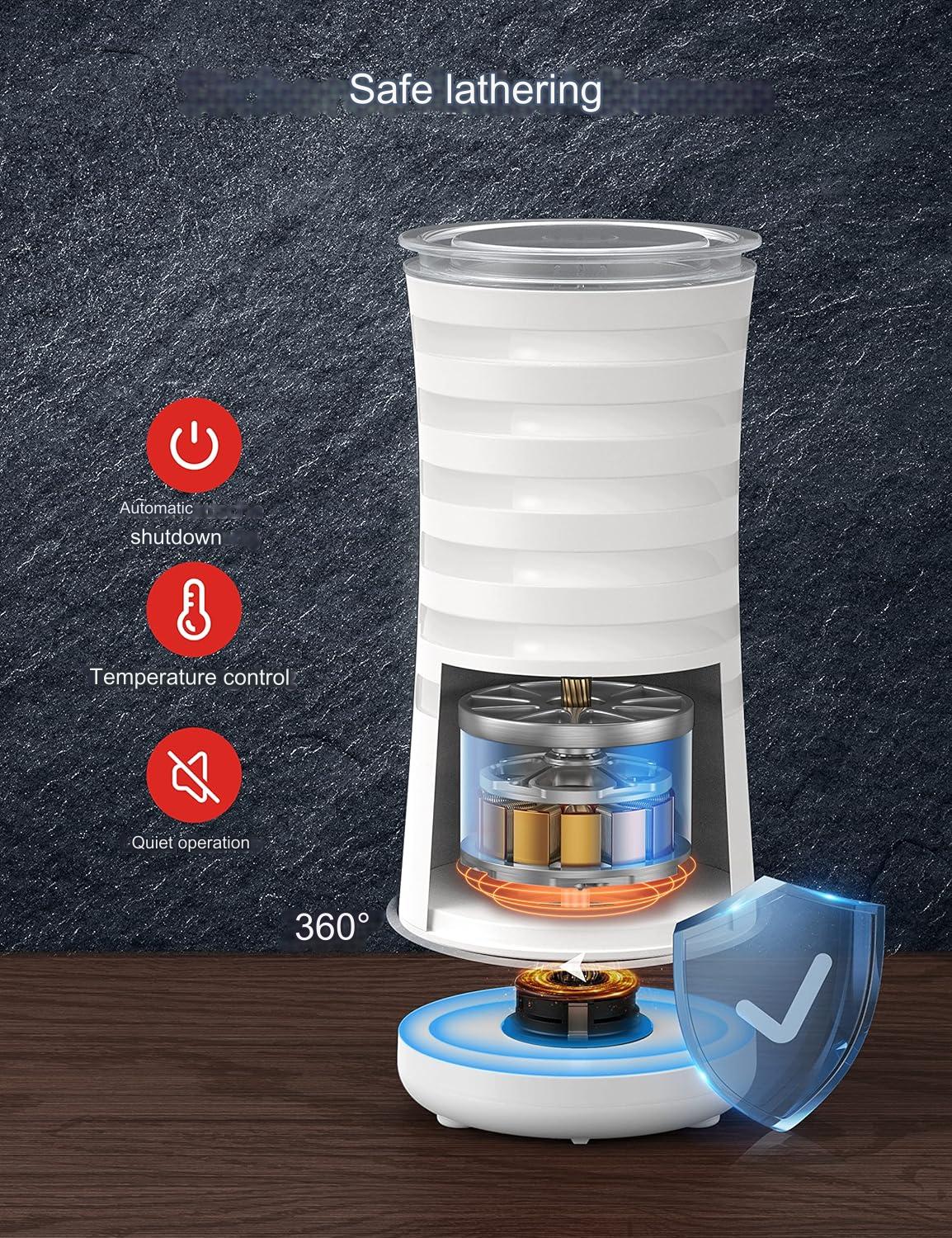 Aparat de spumat lapte 4 in 1, Indicator LED, Spumare Cald si Rece, Ideal pentru Latte, Ciocolata, Cappuccino, Frappe, 240 ml, PARIS RHÔNE, alb