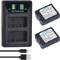 Set de 2 acumulatori GR-S006e CGA-S006 900 mAh cu incarcator dual pentru Panasonic CGA-S006E, CGA-S006, CGR-S006A, DMW-BMA7,Panasonic Lumix DMC-FZ18 DMC-FZ28 DMC-FZ30 DMC-FZ35 DMC-FZ38 DMC-FZ50 DMC-FZ7 DMC-FZ8