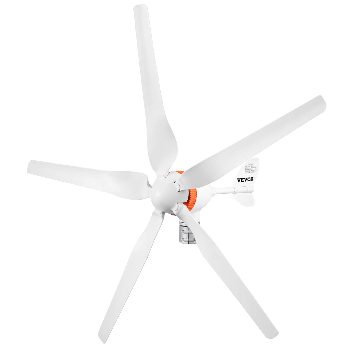Kit turbina eoliana, 500 W/12 V/29A, cu controler MPPT, cu 5 lame, 900 rpm, rotatie 360°, VEVOR, generator pentru rulota, barca, casa, alb