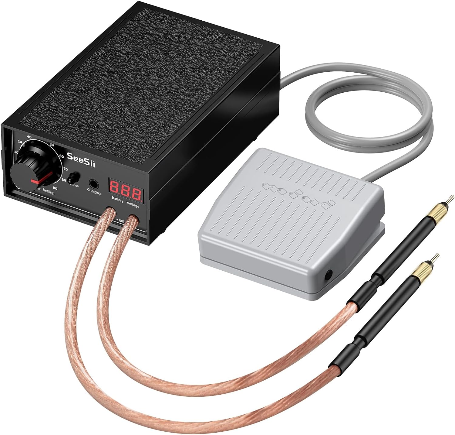Aparat de sudura in puncte, Dual Pulse, 8000 W, portabil, 10-90 de niveluri, display, 0,1 mm, 0,3 mm, cu banda de nichel, pentru lipit acumulatori, Seesii