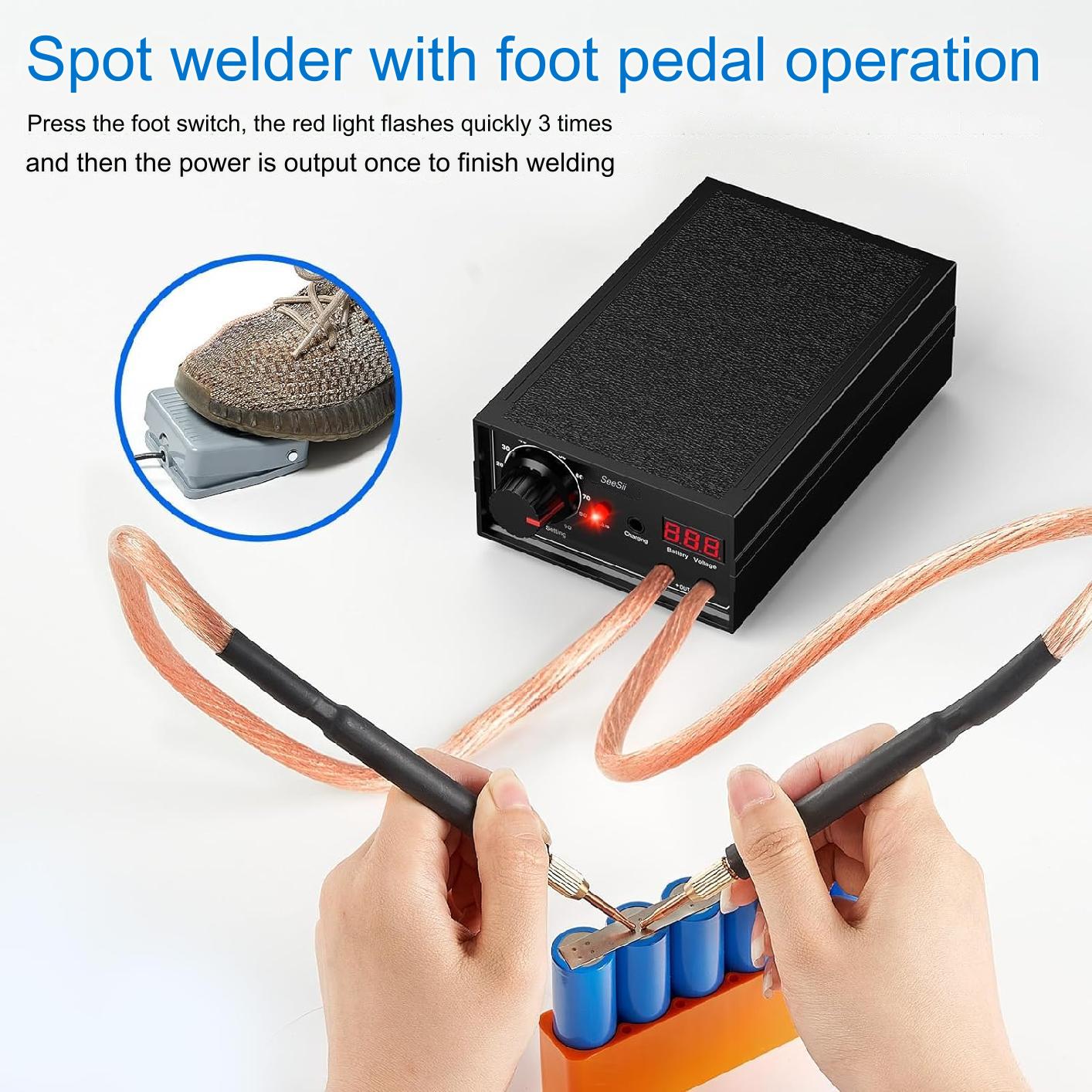 Aparat de sudura in puncte, Dual Pulse, 8000 W, portabil, 10-90 de niveluri, display, 0,1 mm, 0,3 mm, cu banda de nichel, pentru lipit acumulatori, Seesii