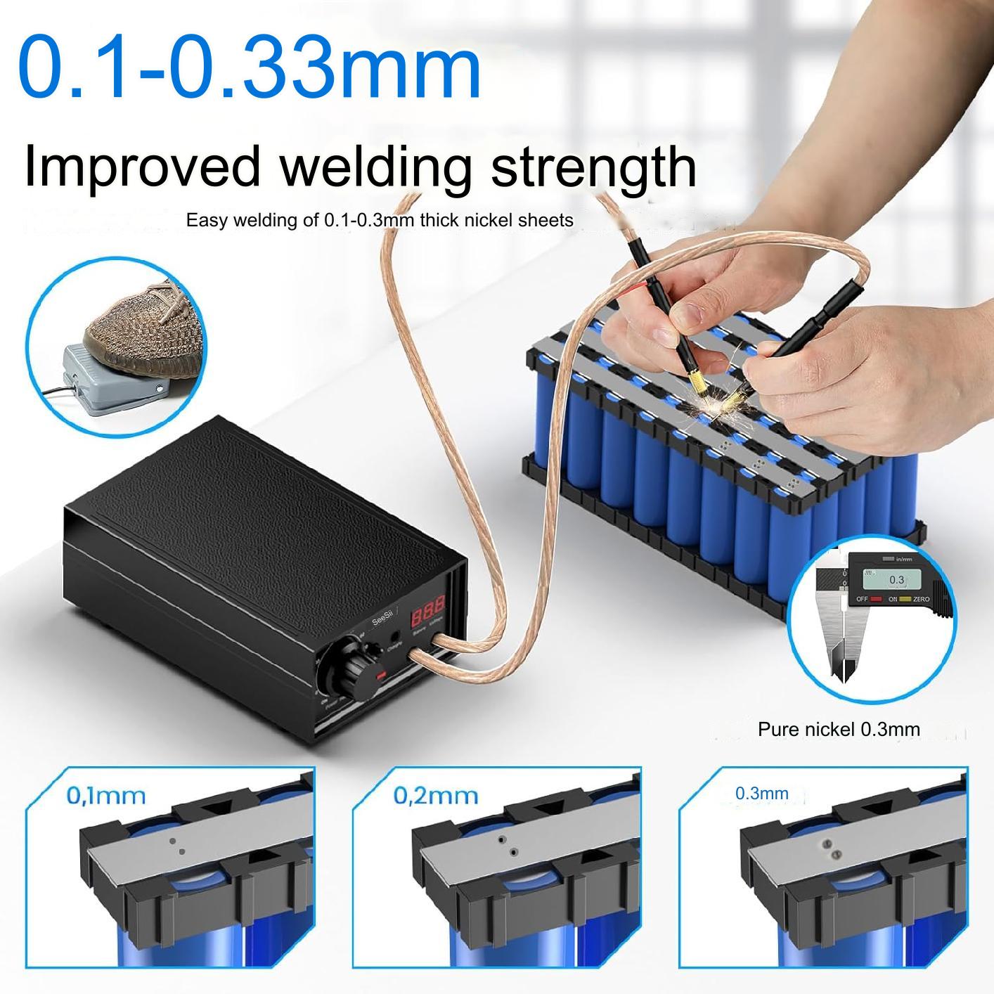 Aparat de sudura in puncte, Dual Pulse, 8000 W, portabil, 10-90 de niveluri, display, 0,1 mm, 0,3 mm, cu banda de nichel, pentru lipit acumulatori, Seesii