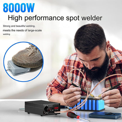 Aparat de sudura in puncte, Dual Pulse, 8000 W, portabil, 10-90 de niveluri, display, 0,1 mm, 0,3 mm, cu banda de nichel, pentru lipit acumulatori, Seesii