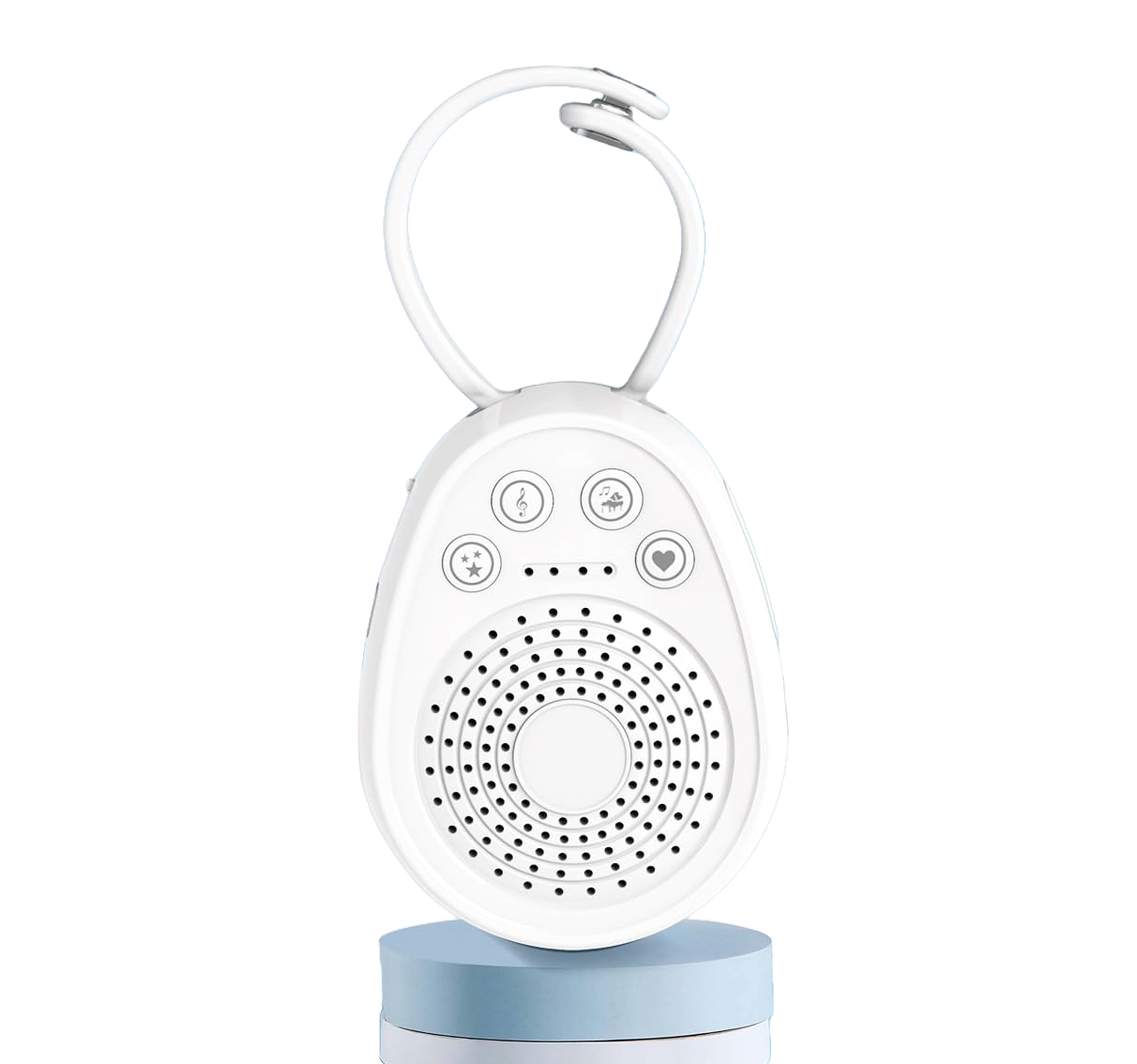 Dispozitiv generare sunete albe, 20 melodi pentru bebelusi si copii, wireless, temporizator, autonomie 30h, reincarcabil, acumulator 1000 mAh, alb