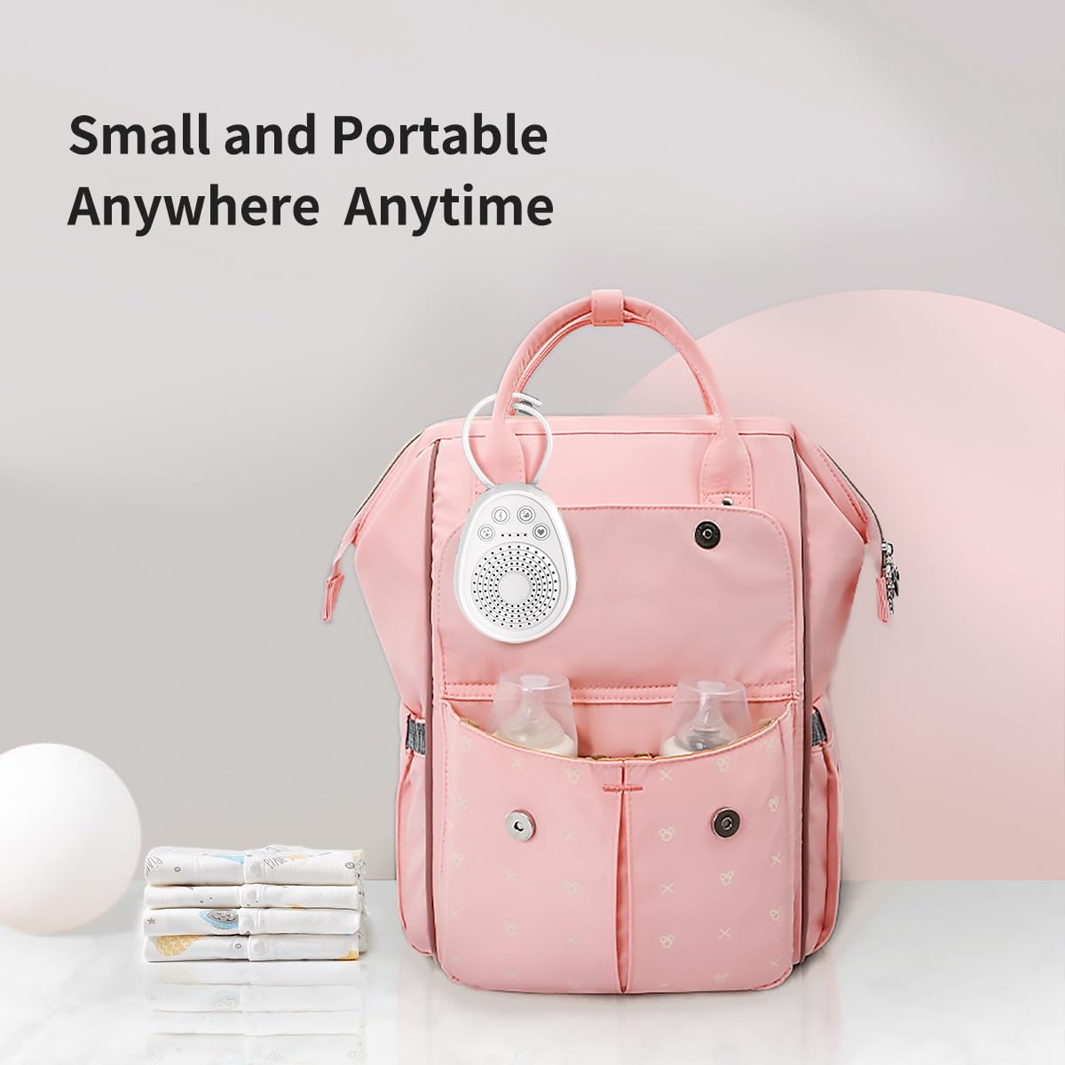 Dispozitiv generare sunete albe, 20 melodi pentru bebelusi si copii, wireless, temporizator, autonomie 30h, reincarcabil, acumulator 1000 mAh, alb
