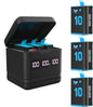 Set 3 acumulatori pentru GoPro Hero 10 si Hero 9, 3 baterii reincarcabile  2000 mAh si statie de incarcare cu 3 canale, indicator LED, cu USB , USB C, Compatibil cu GoPro Hero  Black 10 si 9, negru