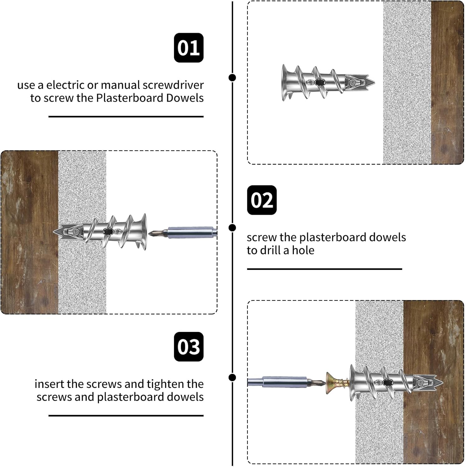 Set de dibluri metalice 146 autoforante M4 pentru gips-carton, cavitati si beton cu suruburi Incluse, pentru montaj rapid si fixare sigura pe pereti si structuri