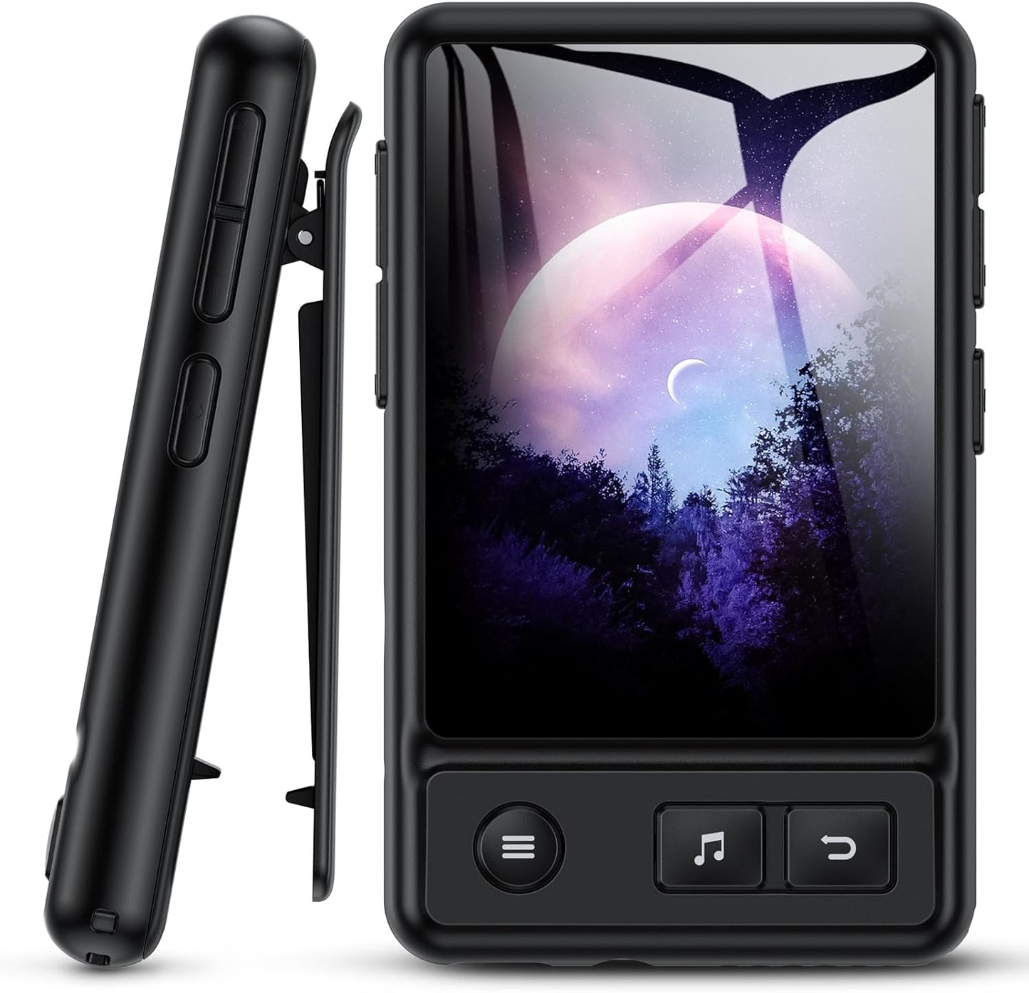 MP3 Player 32GB cu Bluetooth 5.3, touchscreen 2,4 inch, cu prindere tip clema, difuzor, radio FM, pedometru, inregistrare, ebook, negru