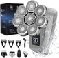 Aparat de ras electric 8D, cu 5 capete detasabile, impermeabil IPX6, incarcare USB, cu display LED si  utilizare umeda si uscata, zerotop