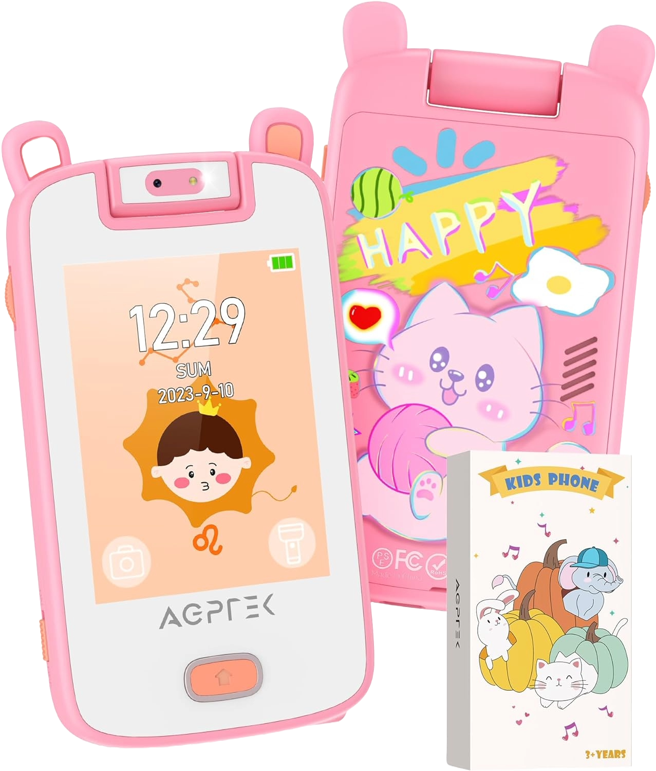 MP3 Player pentru copii, cu display 2.8 inch, design ursulet, touch screen, camera 180°, cu 20 aplicatii incorporate, calculator, ceas cu alarma, jocuri, redare video, pedometru de 32 GB, roz