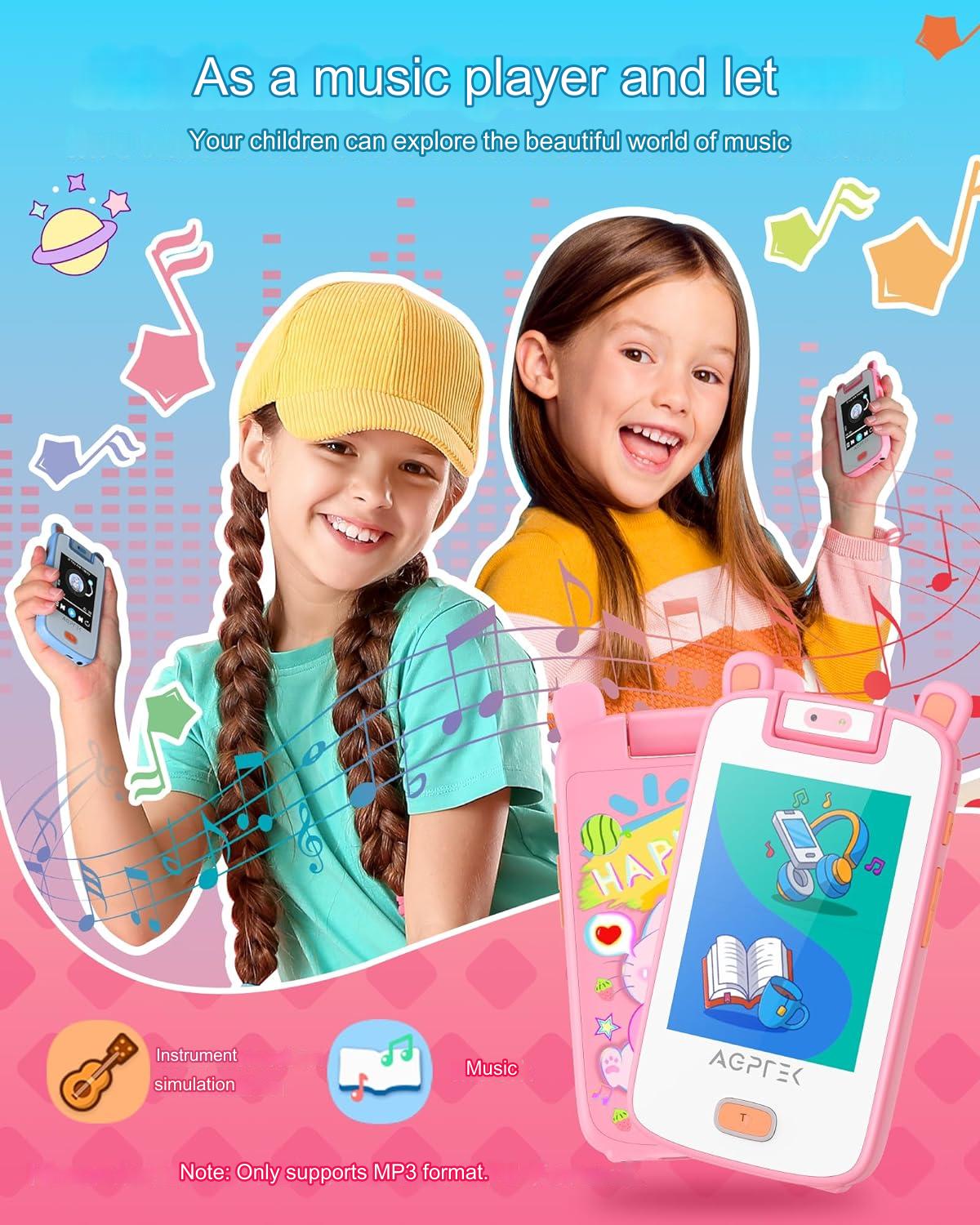 MP3 Player pentru copii, cu display 2.8 inch, design ursulet, touch screen, camera 180°, cu 20 aplicatii incorporate, calculator, ceas cu alarma, jocuri, redare video, pedometru de 32 GB, roz