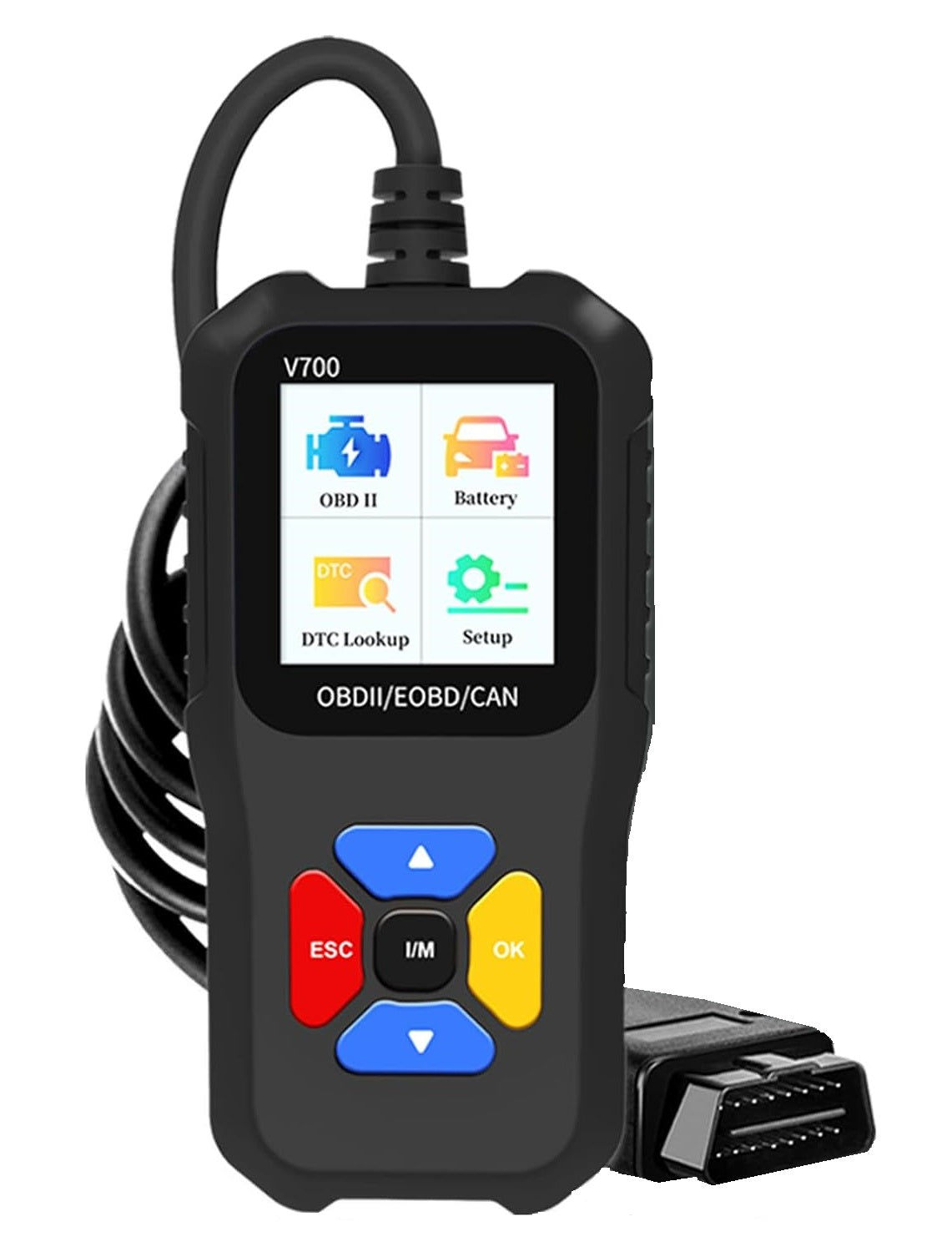 Tester auto universal OBD2, EOBD, CAN, diagnoza, cautare DTC, citire si stergere coduri de eroare, multimarca, negru