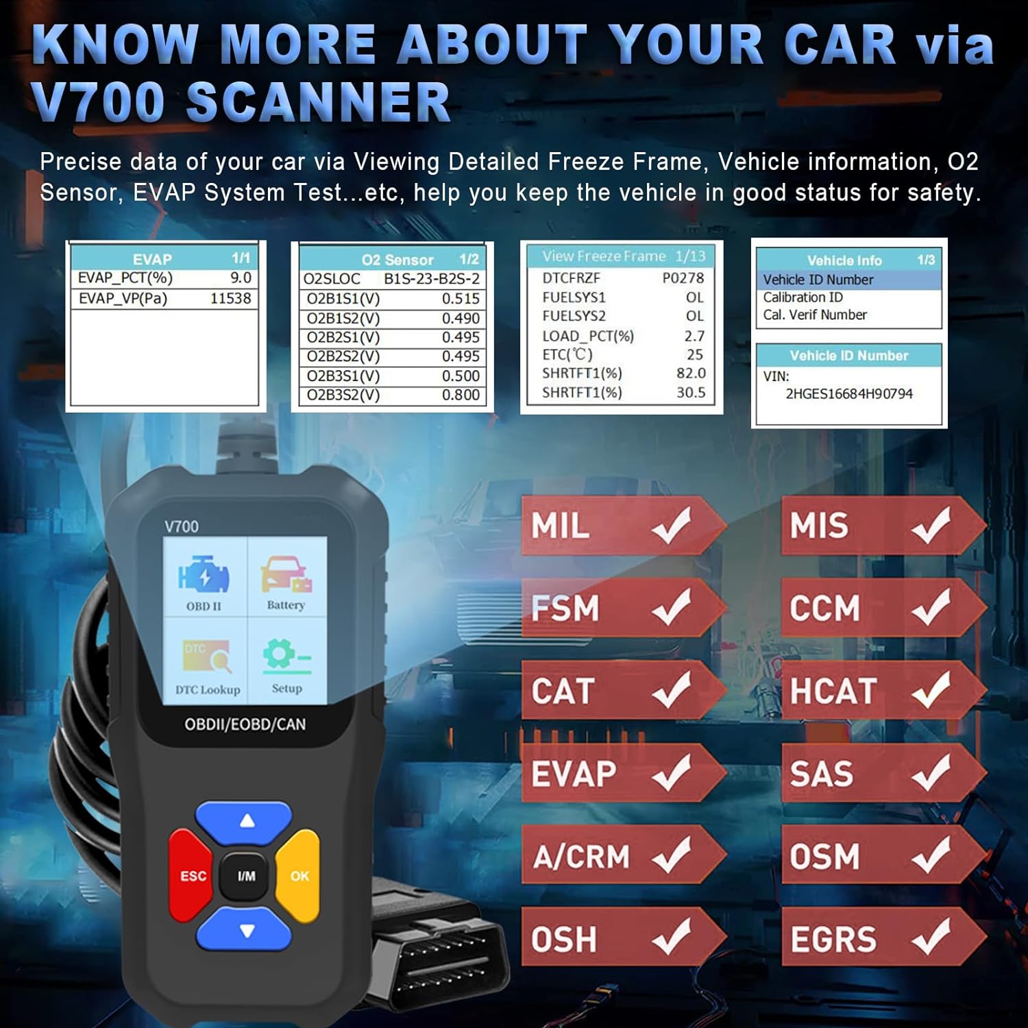 Tester auto universal OBD2, EOBD, CAN, diagnoza, cautare DTC, citire si stergere coduri de eroare, multimarca, negru