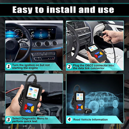 Tester auto universal OBD2, EOBD, CAN, diagnoza, cautare DTC, citire si stergere coduri de eroare, multimarca, negru