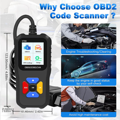 Tester auto universal OBD2, EOBD, CAN, diagnoza, cautare DTC, citire si stergere coduri de eroare, multimarca, negru