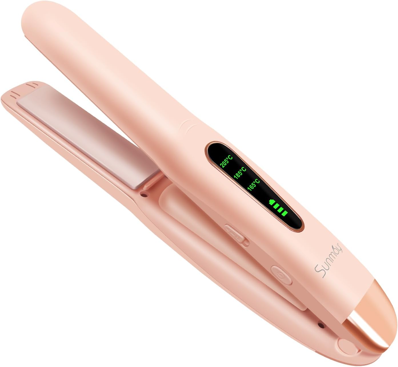 Placa de Indreptat si Ondulat Parul, Wireless, Invelis Ceramic, Incarcare USB, Display LCD, 3 Trepte de Temperatura 165-205°C, roz