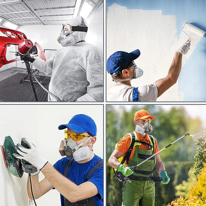 Masca respiratorie AirGearPro G-500 cu filtru A1P2 si P2, semimasca protectie cu sistem dublu de filtrare, pentru vopsire, slefuire, constructii, praf fin, gaze si vapori, reutilizabila, cu curele reglabile