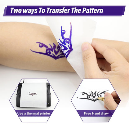 Set 40 hartii A4 de transfer pentru tatuaje, profesionale, din 4 straturi, pentru imprimanta si desenare manuala, 29.7 x 21 cm