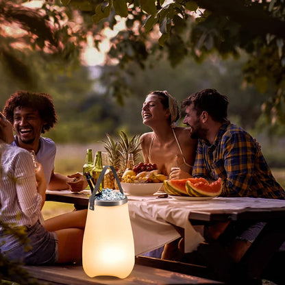 Frapiera cu lumina ambientala, bluetooth si difuzor integrat, lumina LED, impermeabila IP54, design minimalist, pentru racit bauturi, malux