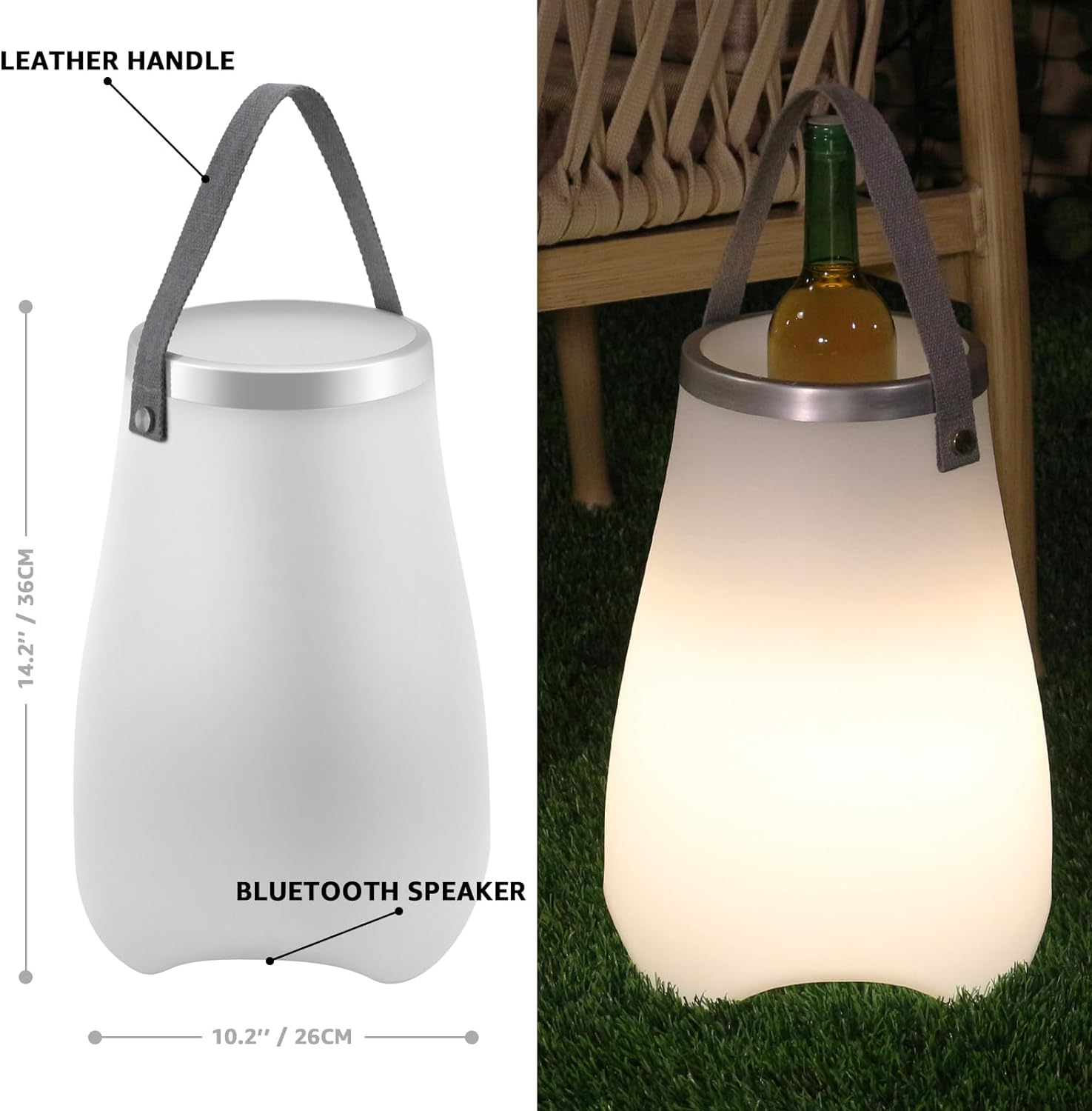 Frapiera cu lumina ambientala, bluetooth si difuzor integrat, lumina LED, impermeabila IP54, design minimalist, pentru racit bauturi, malux