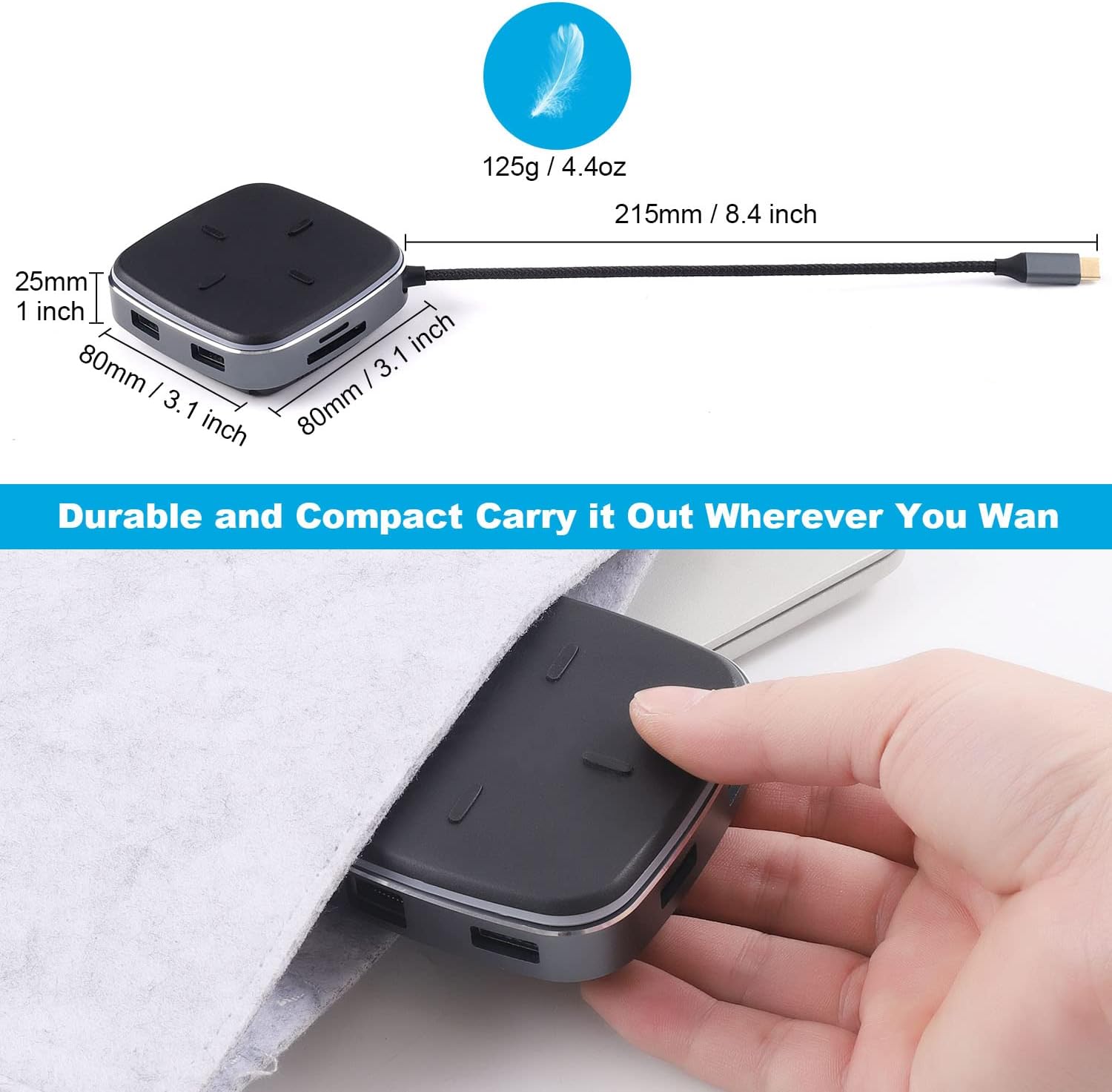 Hub adaptor USB-C, statie de andocare 9 in 1cu HDMI 4K, LAN RJ45, PD 100W, 3 USB-A 3.0, Cititor SD / TF, pentru transfer de date USB-C
