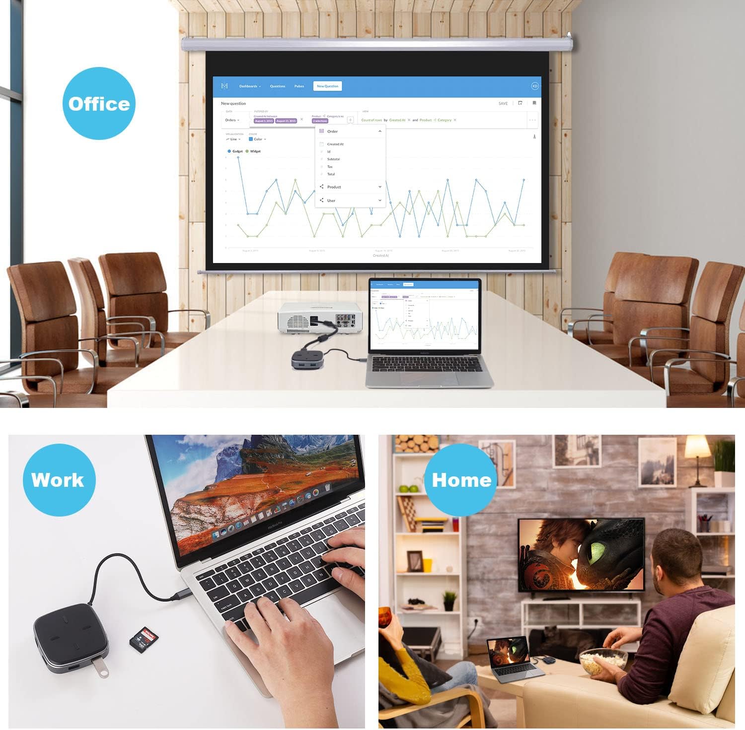 Hub adaptor USB-C, statie de andocare 9 in 1cu HDMI 4K, LAN RJ45, PD 100W, 3 USB-A 3.0, Cititor SD / TF, pentru transfer de date USB-C