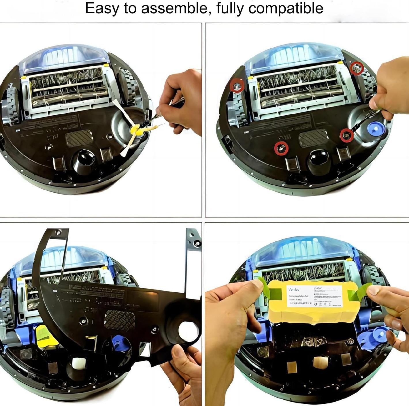 Acumulator compatibil iRobot Roomba 4050 mAh, 14.4 V, Roomba R3 500/600/700/800/900 seria 500/510/531/535/540/550/552/560/570/580/5095/500/500/531/535/660/700/760/770/780/790/800/870/900