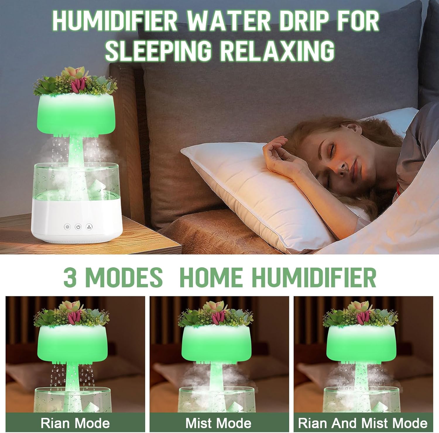 Difuzor Aroma Terapie si umidificator tip nor de ploaie cu telecomanda de uleiuri esentiale, 450 ml si 3 moduri de utilizare, temporizator, USB C, lampa LED, 7 culori, cu aspect de natura, alb