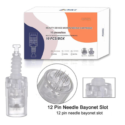 Aparat masaj facial tip stilou, dermapen, wireless, 12 capete rezerva cu 12 ace din titan, reglabil de la 0,25 la 2,5 mm, 5 trepte de intensitate, regenerarea pielii, argintiu