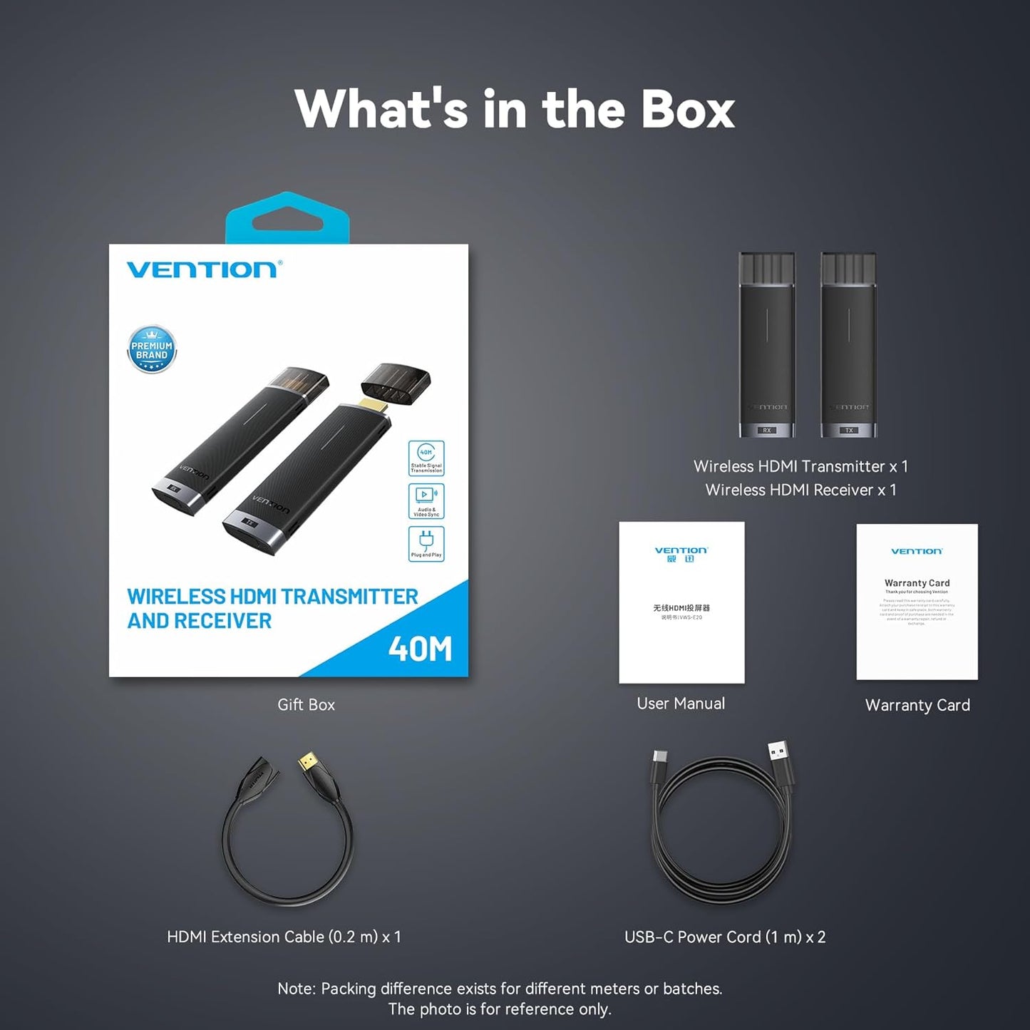 Kit Extender HDMI Wireless, 1920×1080@60Hz , pana la 40m, cu suport Plug and Play Adaptor HDMI 2,4/5GHz, Vention